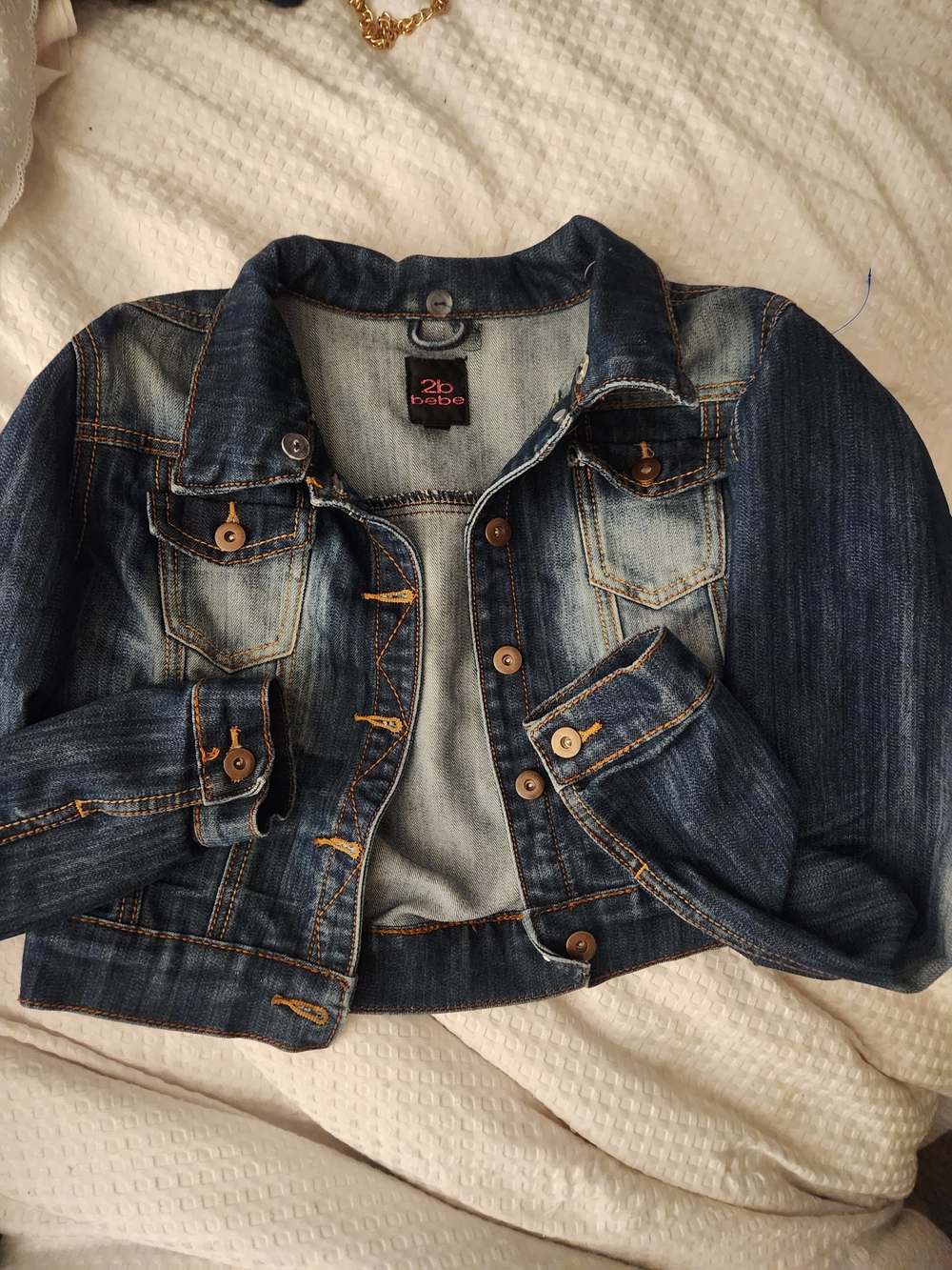 2b bebe Dark Wash Cropped Denim Jacket - Blue